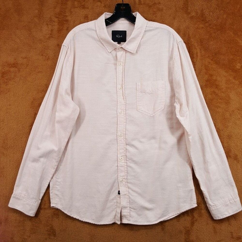 RAILS Shirt Mens Large Peach Button Up Pocket Long Sleeve 100% Cotton WYATT